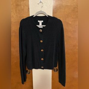 Dark blue button-up sweater